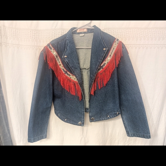 Jackets & Blazers - Denim Jacket with Red Fringe